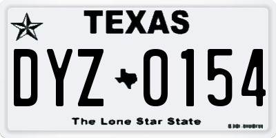 TX license plate DYZ0154