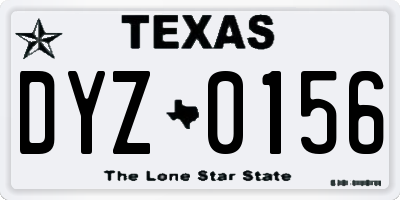 TX license plate DYZ0156