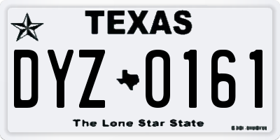 TX license plate DYZ0161