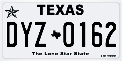 TX license plate DYZ0162