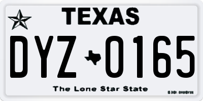 TX license plate DYZ0165