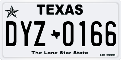 TX license plate DYZ0166