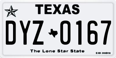 TX license plate DYZ0167