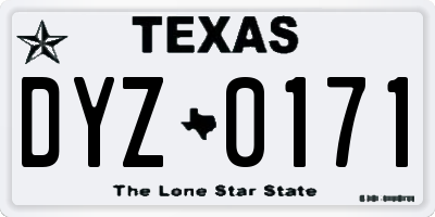 TX license plate DYZ0171
