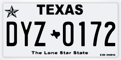 TX license plate DYZ0172