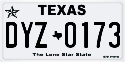 TX license plate DYZ0173