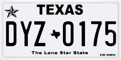 TX license plate DYZ0175