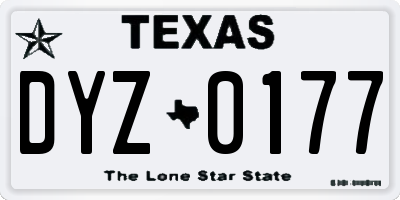 TX license plate DYZ0177