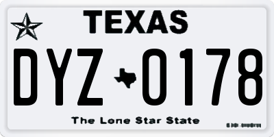 TX license plate DYZ0178