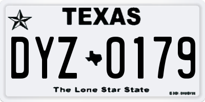 TX license plate DYZ0179