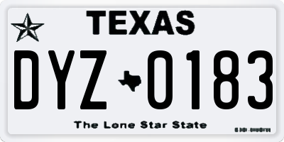 TX license plate DYZ0183