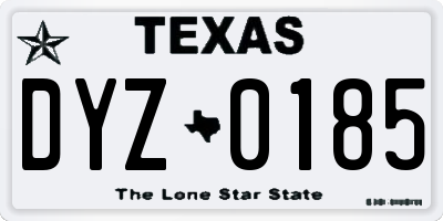 TX license plate DYZ0185