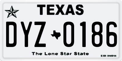 TX license plate DYZ0186