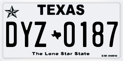 TX license plate DYZ0187