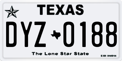 TX license plate DYZ0188