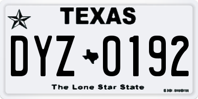 TX license plate DYZ0192