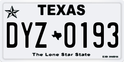 TX license plate DYZ0193