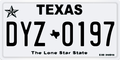 TX license plate DYZ0197