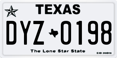 TX license plate DYZ0198