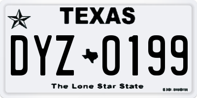 TX license plate DYZ0199