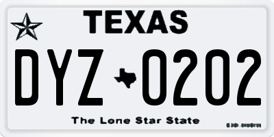 TX license plate DYZ0202