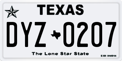 TX license plate DYZ0207