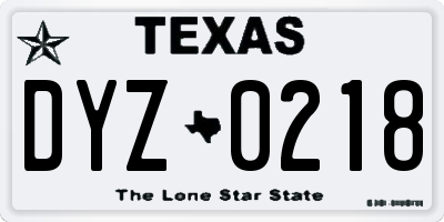 TX license plate DYZ0218