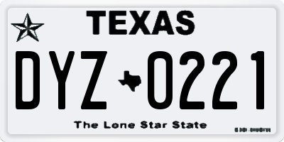 TX license plate DYZ0221