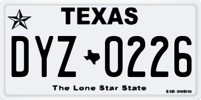TX license plate DYZ0226