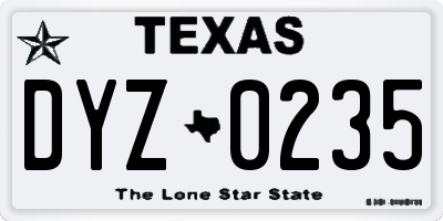 TX license plate DYZ0235