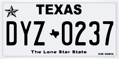 TX license plate DYZ0237