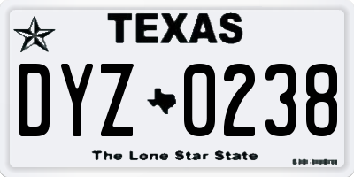 TX license plate DYZ0238