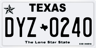 TX license plate DYZ0240