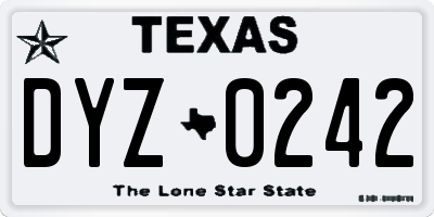 TX license plate DYZ0242