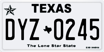 TX license plate DYZ0245