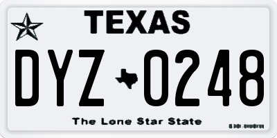 TX license plate DYZ0248