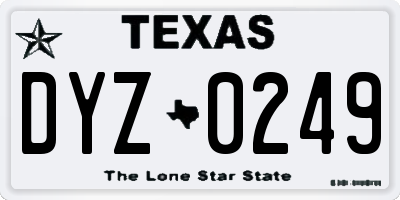 TX license plate DYZ0249