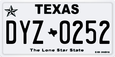 TX license plate DYZ0252