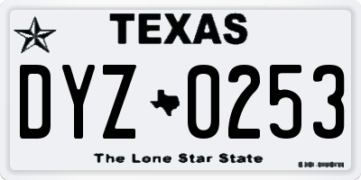 TX license plate DYZ0253