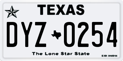TX license plate DYZ0254