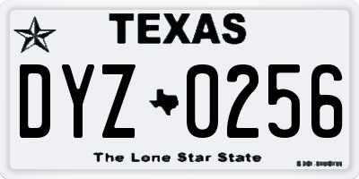 TX license plate DYZ0256