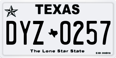 TX license plate DYZ0257