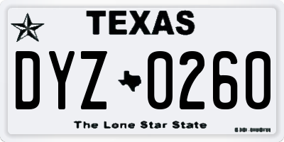 TX license plate DYZ0260