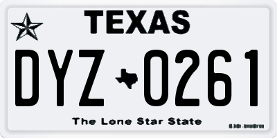 TX license plate DYZ0261