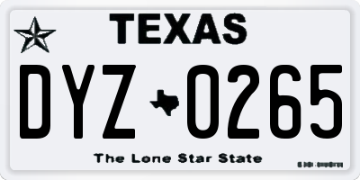 TX license plate DYZ0265