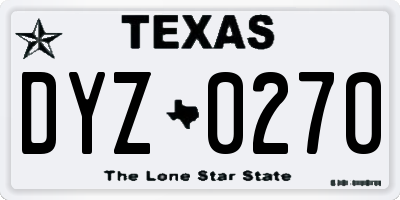 TX license plate DYZ0270