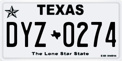 TX license plate DYZ0274