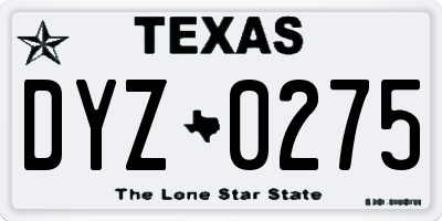 TX license plate DYZ0275