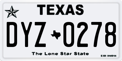 TX license plate DYZ0278
