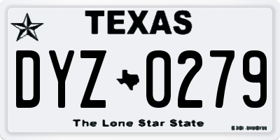 TX license plate DYZ0279